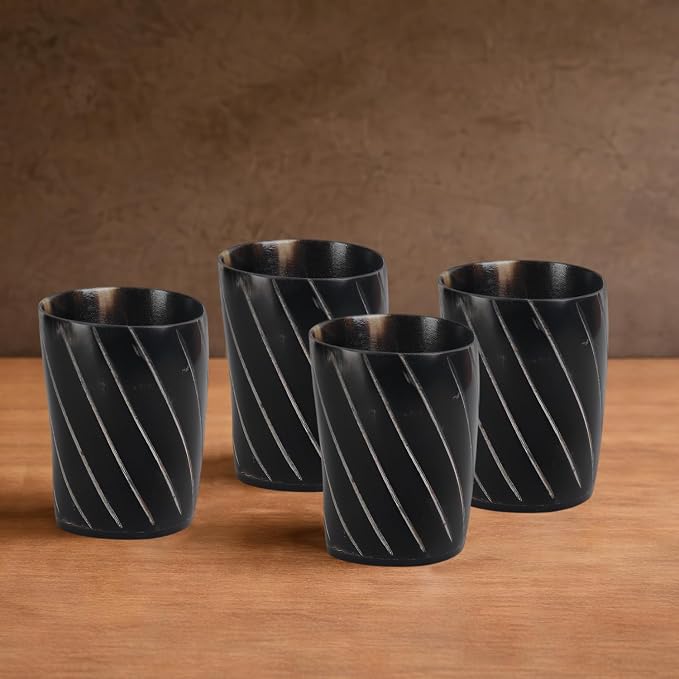 Handicrafts Home Viking Horn Shot Glasses Set of 4, Handmade Natural Ox Horn - Image 5