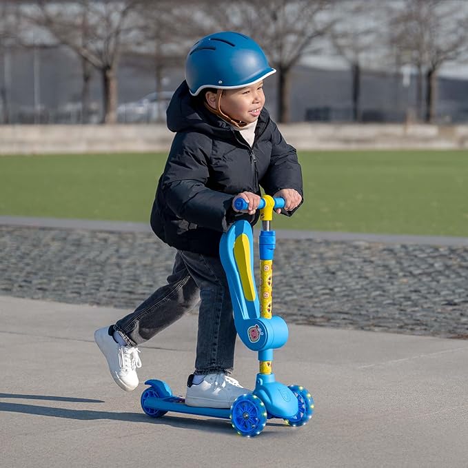 Jetson Character Kids Kick Scooter, LED Lights on Stem & Light-Up Wheels, Lightweight Frame, Height-Adjustable Handlebar, Lean-to-Steer System, Easy-Fold Mechanism