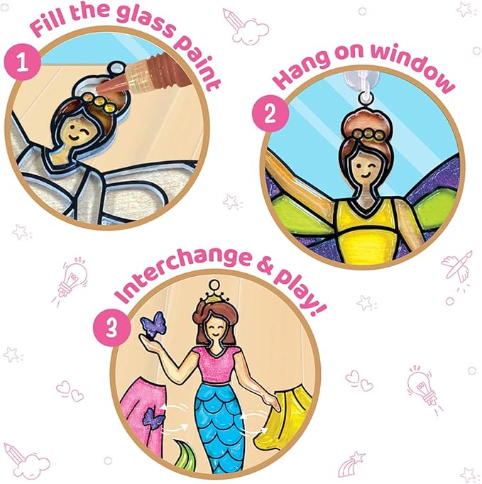 Imagimake Window Art Princess | Suncatcher Kit | Arts and Crafts for Kids Ages 8-12 | Girls Toys Age 6-8 | Unicorn Gifts for Girls Age 6-8 | 5 Year Old Girl Gift | 8 Year Old Girl Birthday Gift