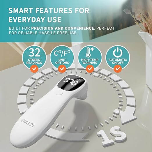 Dual Mode Thermometer for Adults, Kids, and Babies – Infrared Digital Forehead and Ear Thermometer, No Touch with Fever Alarm and Fast Results