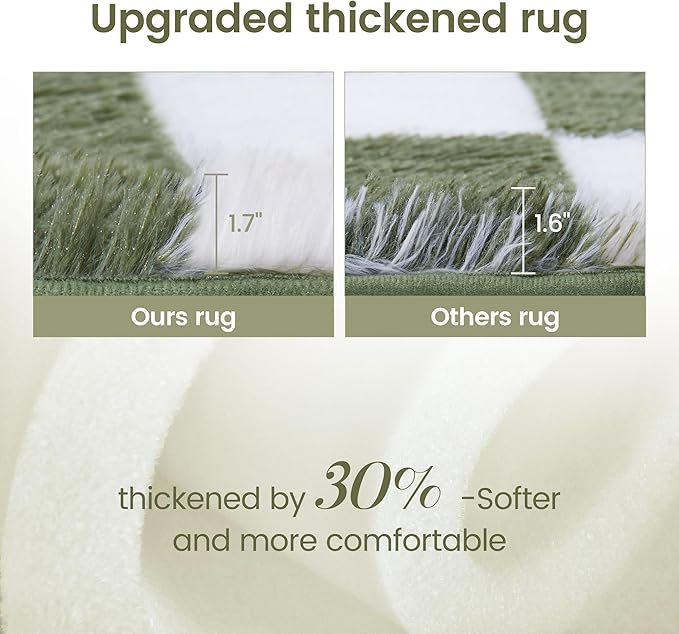Super Soft Rug for Bedroom, 5x8 Ft Green and White Area Rug Classic Checkered - Image 4