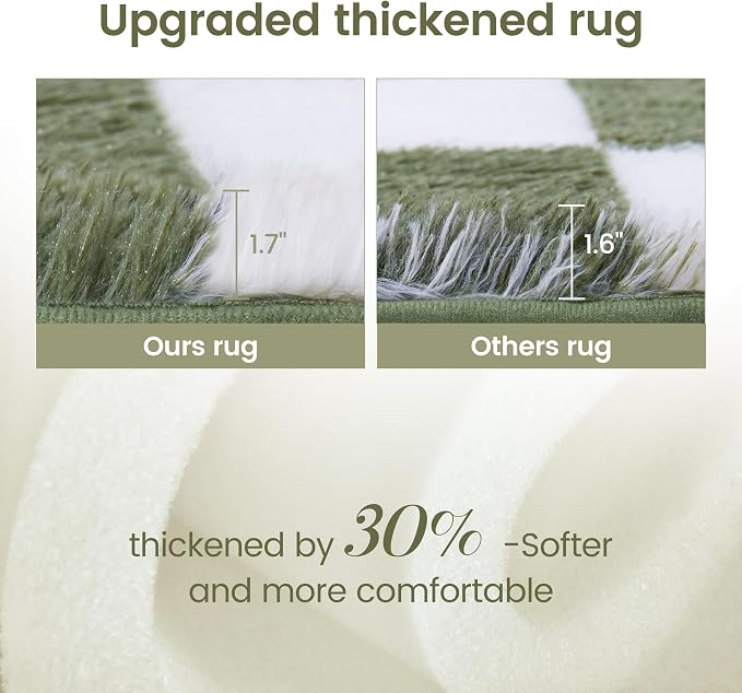 Super Soft Rug for Bedroom, 5x7 Ft Green and White Area Rug Classic Checkered - Image 4