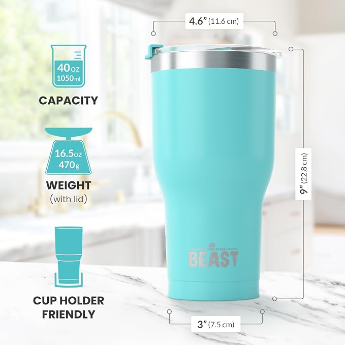 Beast 40 oz Tumbler Stainless Steel Vacuum Insulated Coffee Ice Cup Double Wall - Image 7