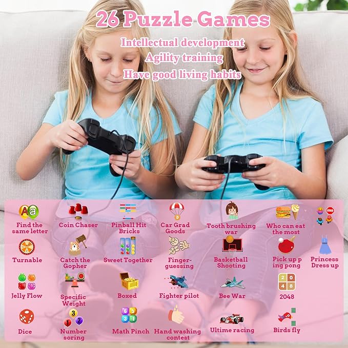 Goodatech Smart Watch for Kids 4-12 Years Boys Girls, 26 Puzzle Games,HD Camera,Video Music Player,Pedometer,Flashlight,Calendar,Alarm Clock,Aluminum Case,Sport Band (Pink)