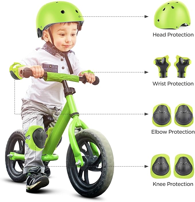 DaCool Kids Bike Helmet Set Skateboard Knee Pads - Kids Helmet Elbow Pads Wrist Guards Adjustable for 3~10yrs Girl Boy Kids Protective Gear Set for Sport Cycling Bike Roller Skating Scooter