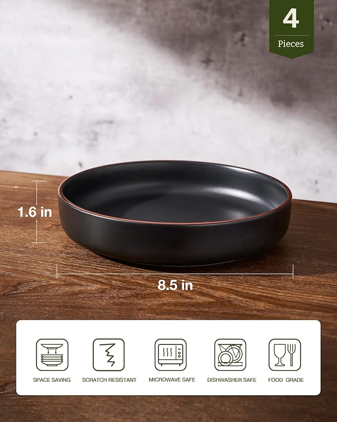famiware Mercury Pasta Bowls Set of 4, 33 oz Large Salad Bowls, Lead-free and - Image 2