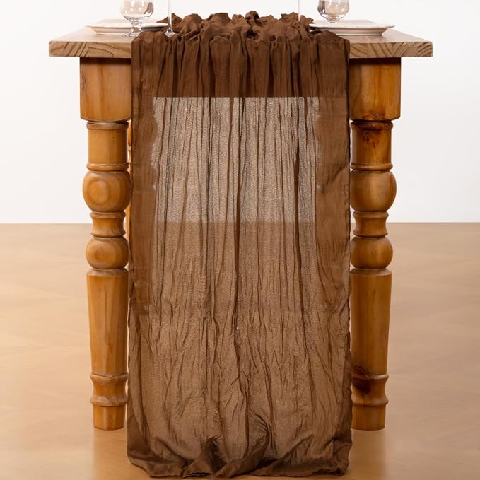 DeZerlor Brown Cheesecloth Table Runners 10 Pack Fall Runners | 120Inch Gauze - Image 4