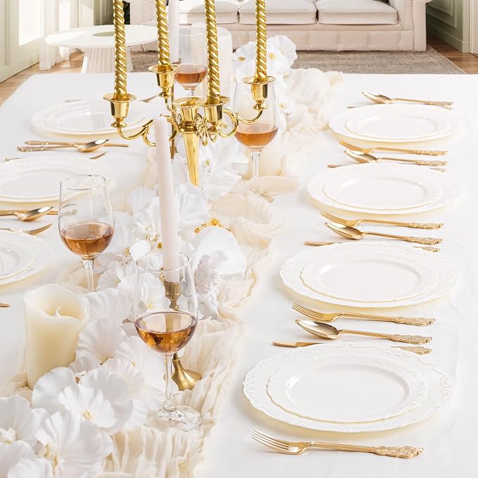 DaYammi 60PCS Ivory Plastic Plates, Party Plates Disposable Heavy Duty - Image 4
