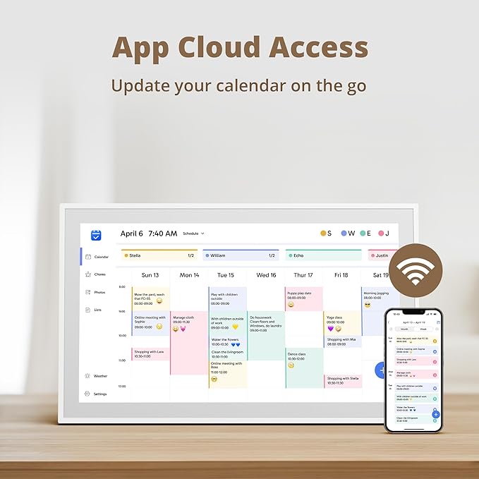 Dragon Touch 21.5 inch Digital Calendar Chore Chart – Interactive Touchscreen, Smart Family Planner, Hearth Display Desk Digital Calendar Seamless Scheduling