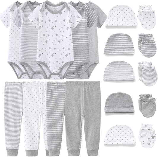 Kiddiezoom Unisex Baby Layette Essentials Giftset Clothing Set 19-Piece For Newborn Baby