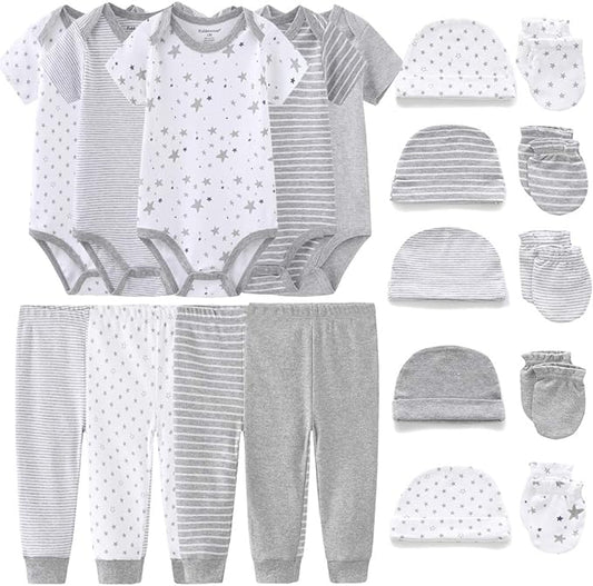 Kiddiezoom Unisex Baby Layette Essentials Giftset Clothing Set 19-Piece For Newborn Baby