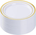 BESTVIP 50Pcs Gold Plastic Plates, 10.25 Inch Disposable Party Plates | Heavy by Bestvip
