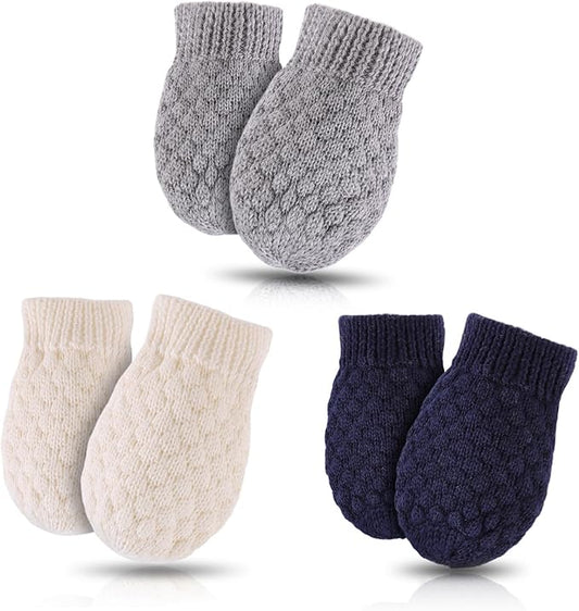 Baby Knit Mittens Toddler Boys Girls Gloves Winter Infant Newborn No Scratch Mitten 0-3 Years