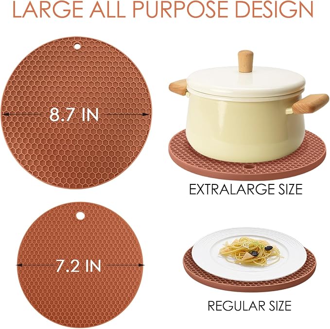 Silicone Trivets for Hot Dishs, 7 Inch & 9 Inch Heat Resistant Silicone Hot - Image 3