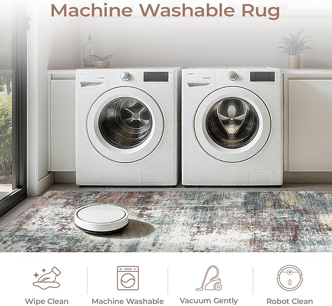 5x7 Area Rugs, Abstract Modern Machine Washable Rugs - Image 5