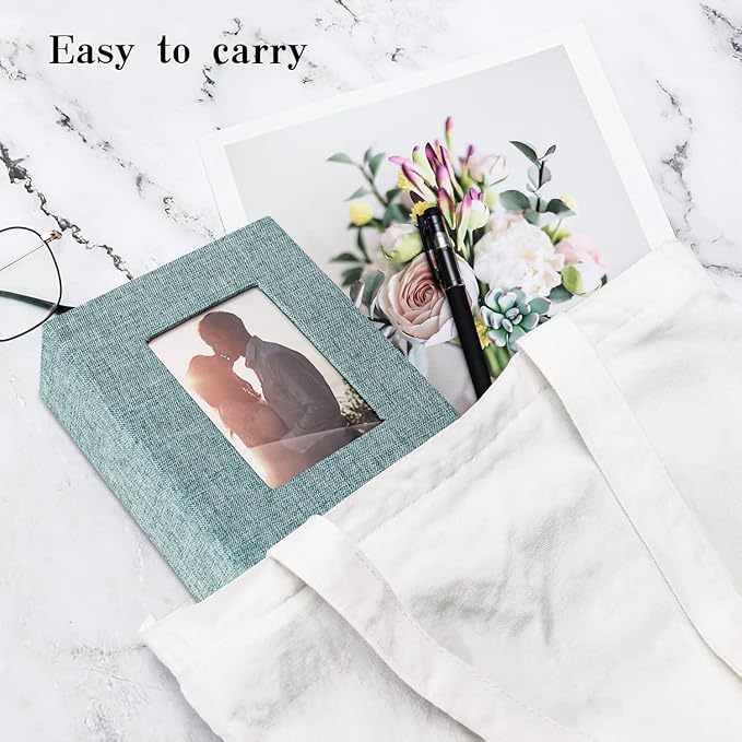 Vienrose Photo Album 4x6 100 Pages Photos Linen Cover Picture Book with Front Window for Baby Wedding Children