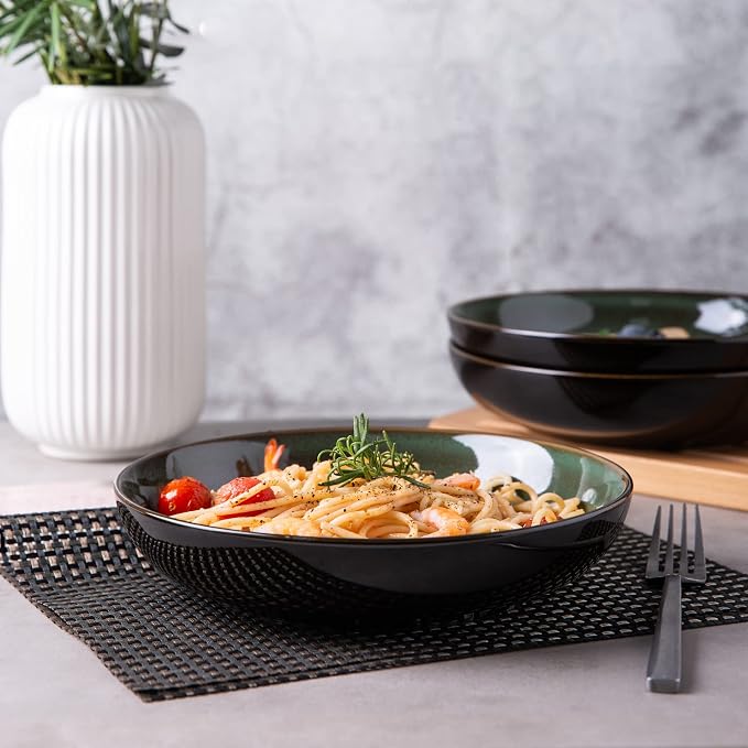 LERATIO 9.0" Ceramic Pasta Bowls Set of 6, 38oz Large Stoneware Bowls Set | - Image 7