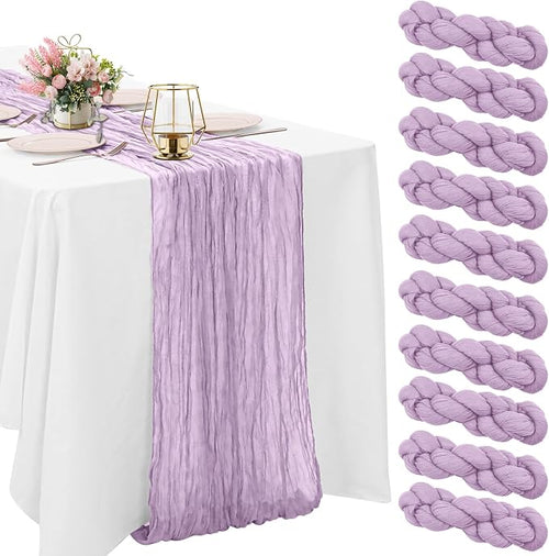 10 Pack Cheesecloth Table Runner 10FT Boho Gauze Rustic Fabric Table Runner by HAISIWLKJ