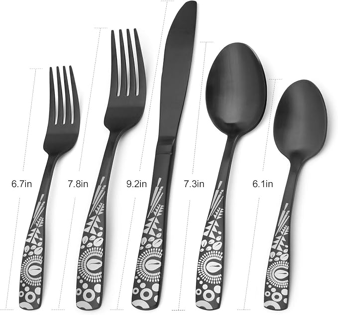 Matte Black Silverware Set, Bysta 20-Piece Stainless Steel Flatware Set - Image 2