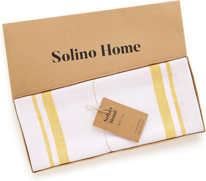 Solino Home 100% Linen Table Runner, 14 x 156 in, mitered corners | Pure Linen - Image 5