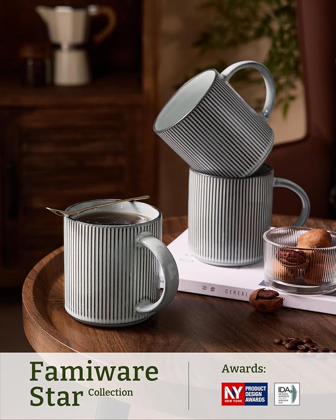 famiware Coffee Mug Set for 8, Star 16 oz Catering Mugs Cup Set - Image 3