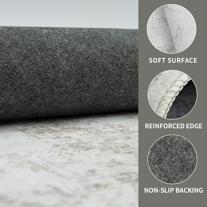 Washable 9×12 Area Rugs for Living Room, Vintage Floral Rug Soft Non Slip Stain - Image 4