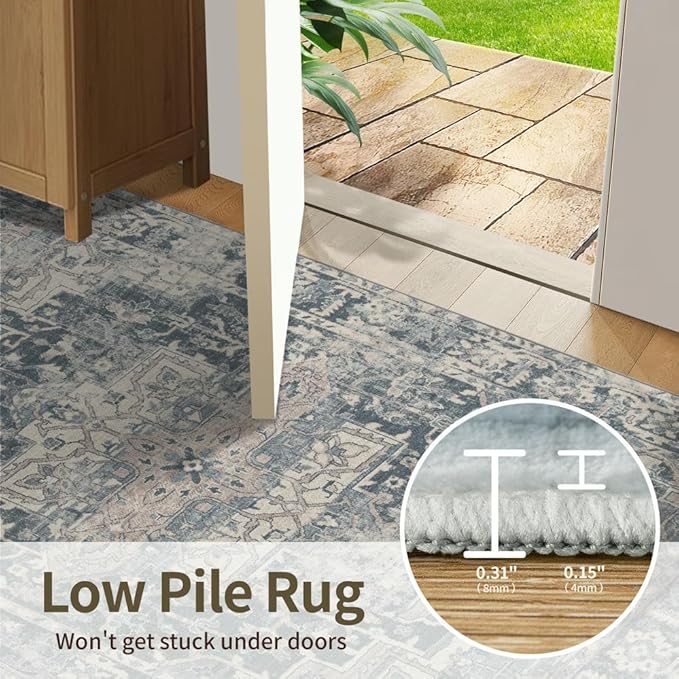 Rugxara 2'6''x8' Runner Rug, Washable Kitchen Rugs, Non Slip Low Pile Area Rug - Image 6