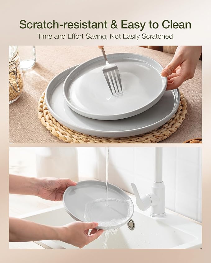 Famiware Milkyway 24-Piece Stoneware Plates and Bowls, Light Gray | Dinnerware - Image 8