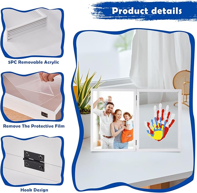 Family Handprint Kit with Picture Frame – DIY Hand Print Keepsake Gift for Parents & Kids, Handprint Craft for Family Memory Making & Home Decor (with Picture Frame)