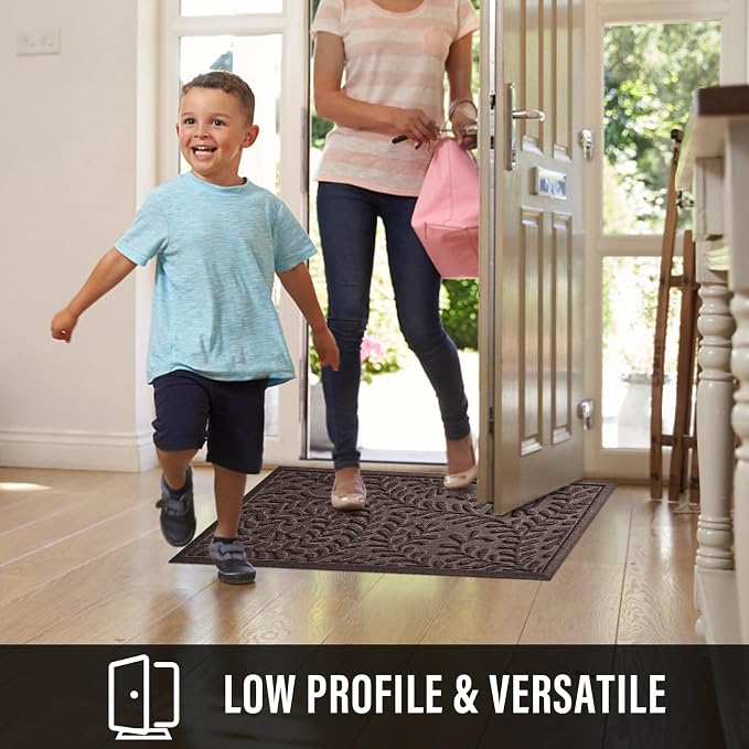 HIYARD Front Door Mat, Absorbent Dirt Trapping Welcome Door Mat Indoor Outdoor - Image 2