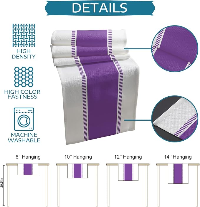 Purple Table Runners 90 inches Long, Modern Stripes Table Runner Farmhouse - Image 7