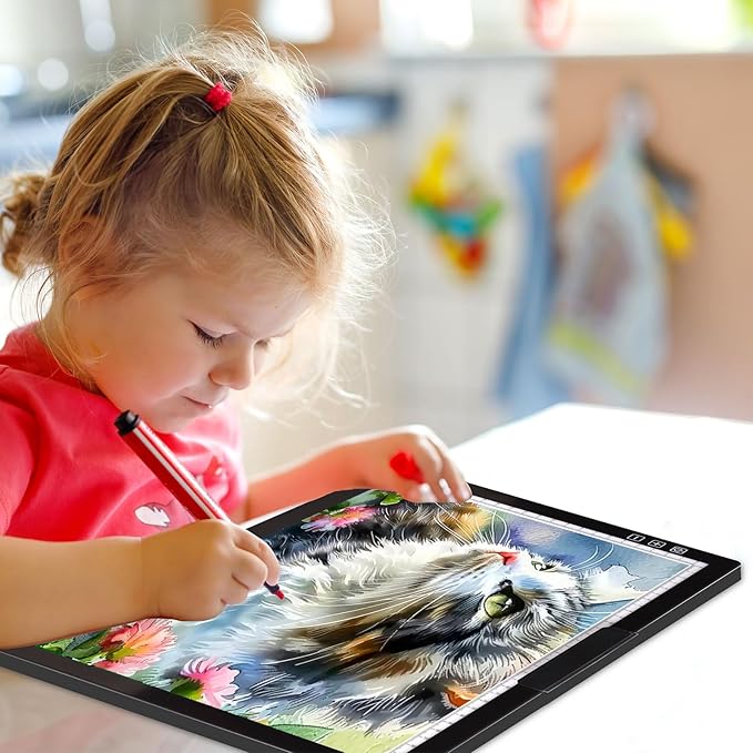 KOBAIBAN Wireless A4 LED Light Pad with Innovative Stand, Top Clip, Stepless/ 6-Level Dimmable Brightness Rechargeable tracing Light Box/Board for Cricut Vinyl, Weeding Tool, Diamond Painting, HTV