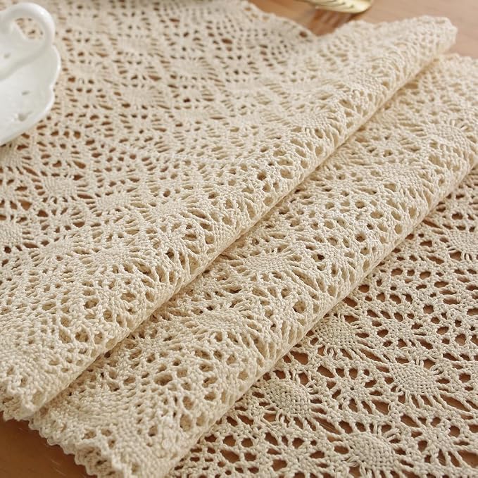 meioro Crochet Lace Table Runner, 12x56 Inch Boho Cotton Table Runners - Image 4