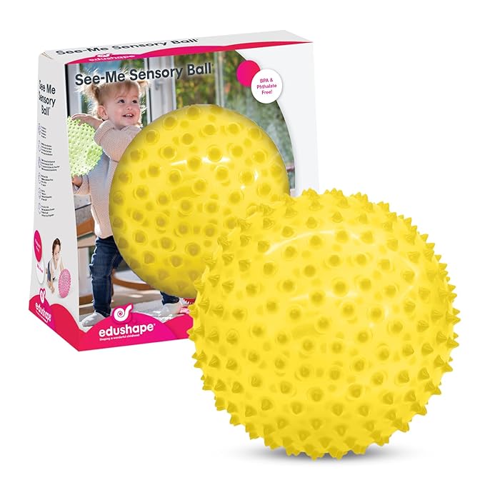 Edushape The Original Sensory Ball for Baby - 7" Transparent Yellow Color Baby Ball That Helps Enhance Gross Motor Skills for Kids Aged 6 Months & Up - Vibrant, Colorful & Unique Toddler Ball