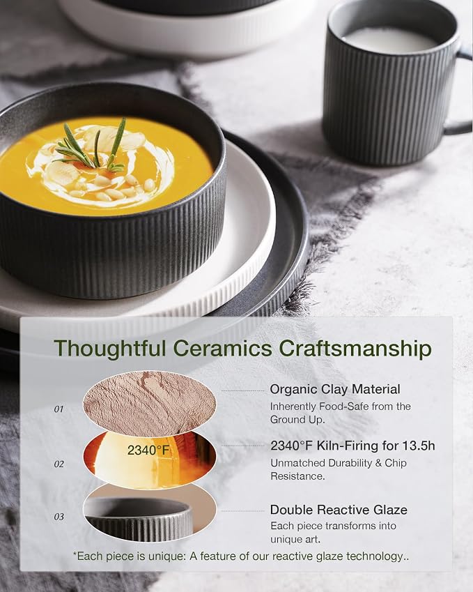 Famiware Star Ceramic Plates and Bowls Sets, Reactive Glaze Dishes - Image 5