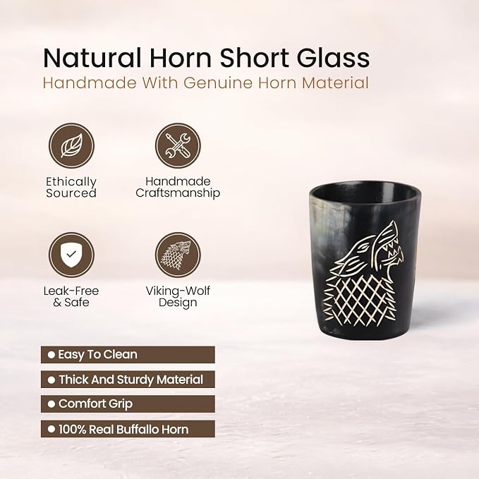 Handicrafts Home Viking Horn Shot Glasses Set of 12, Rustic Viking Drinkware - Image 2
