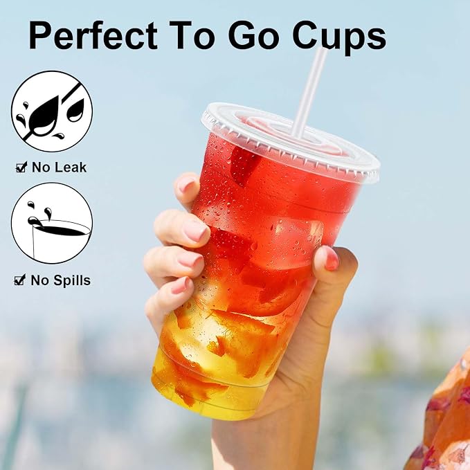 Clawsoff 50 Pack 20 oz Disposable Clear Plastic Cups - Image 3