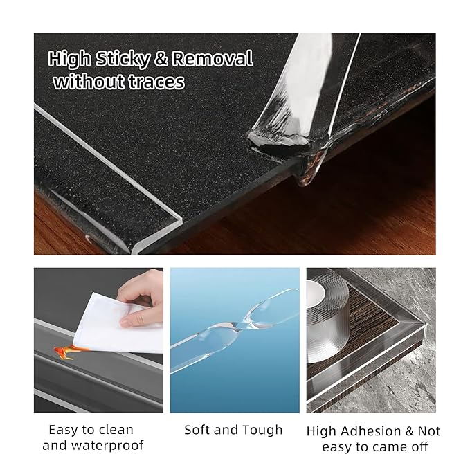 Edge Protector Strip for Furniture,Table Corner Protectors,0.8in x 9.84Ft,3 Rolls,Cabinet Bumpers,Clear Soft Corner Guards,Wall Corner Protector,Safe for Proof