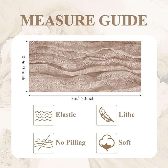 Asee'm 12pcs Nude Pink Cheesecloth Table Runner Summer Boho Rustic 10FT | Fall - Image 2