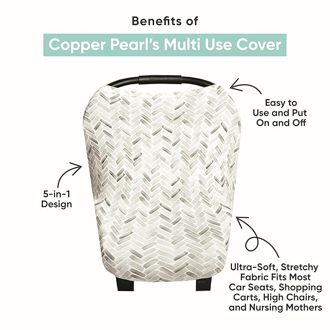Copper Pearl Multi-Use Cover: Car Seat Covers, Nursing Cover, and Stroller Cover for Sun - Stretchy Fabric, All-Season Use, Stylish Designs, Easy Access for Moms - Winnie