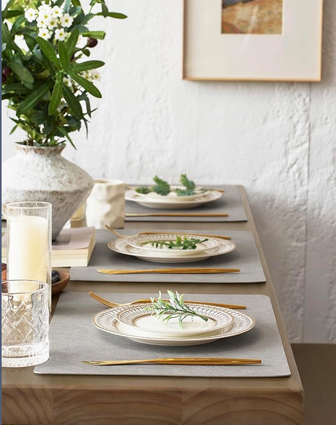 Leetaltree Reversible Faux Leather Placemats 12x17 Inch, Heat Resistant - Image 3