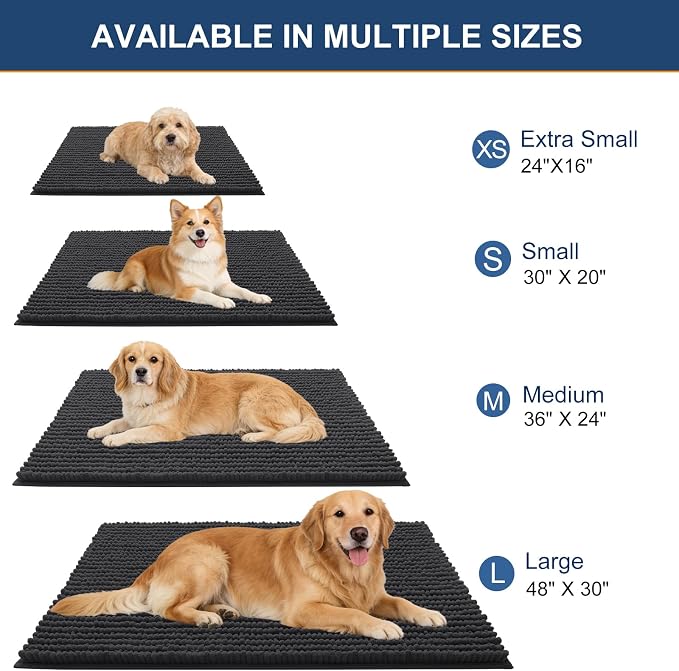 OLANLY Dog Door Mat for Muddy Paws 70x46, Ultra Absorbent Chenille Mud Doormat - Image 2