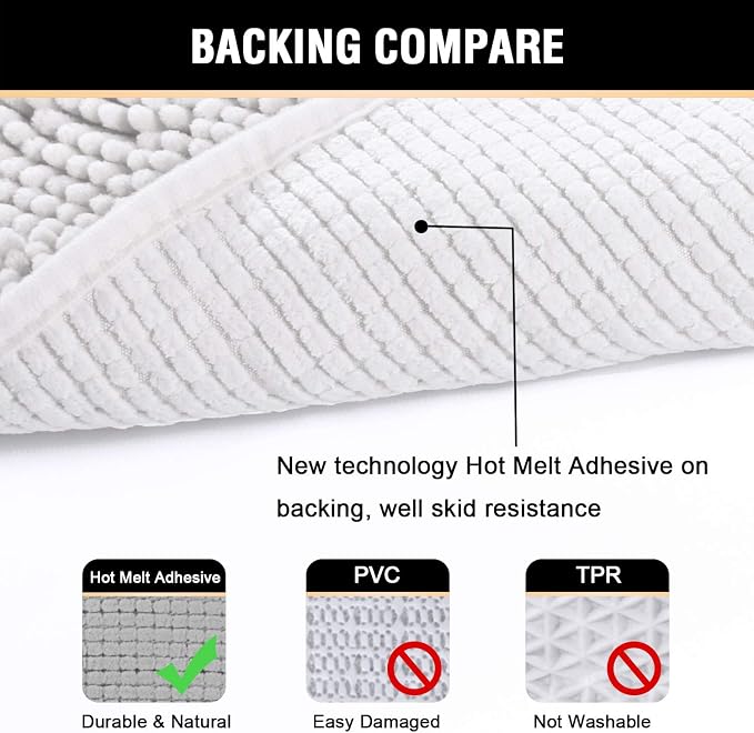 H.VERSAILTEX Pure White Bath Rug Super Soft Microfiber Non Slip Mat Absorption - Image 6