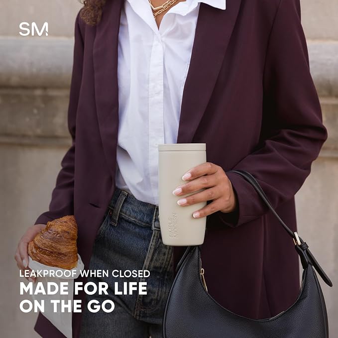 Simple Modern Insulated Travel Coffee Mug 360° Lid | 16oz | Checkered | Voyager - Image 4