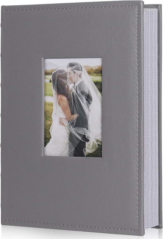 RECUTMS Photo Albums for 4x6 Photos Holds 300, 3 Per Pages Photo Picture Album PU Leather Cover, Horizontal Photos Record Family Wedding Anniversary Baby Holiday Album(Grey)