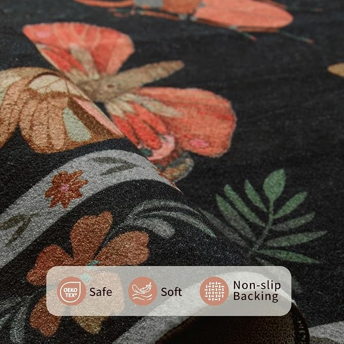Rugxara 3x5 Rug for Entryway Bedroom, Floral Vintage Retro Boho Throw Rug - Image 4