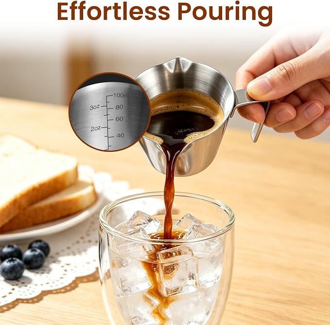 10 Pc Stainless Steel Espresso Shot Cups, 3.4oz/100ml, V-Shaped Mouth - Image 2