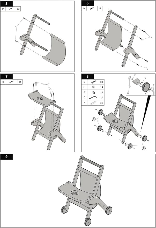 Wooden Baby Walker Doll Stroller, Baby Push Walker, Shopping Cart Learning Walk for Boys and Girls, Wood Push Toys for Toddler Learning to Walk