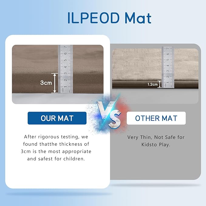 Baby Play Mat for Floor Tummy Time Mat Nursery Rug Muscle Mat Area Rug Playroom Rug Tatami Mat 9'2"x6'7" Memory Foam 1.3" Thick Crawling Mat for Babies,Toddlers, Infants, Kids,Floor Mat(Brown)