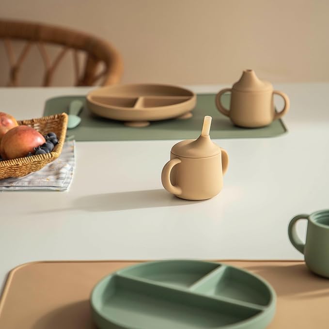 Moonkie Silicone Baby Sippy Cups | 3 Stages Training Cup Straw Cup for Infants Toddlers and Kid | 4 oz 1Pack